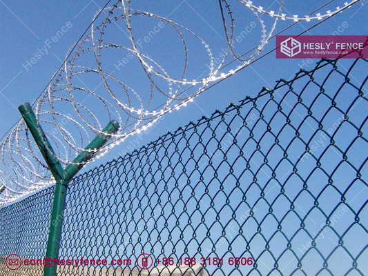 China Chain Link Fence for Airport Perimeter | &quot;Y&quot; post and top Razor Wire | 2&quot; diamond hole | Hesly Fence - China supplier