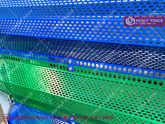 China steel wind break panels | 1.5mm thick | 300mm width | single peak | 30% opening area | Blue | HeslyFence- China Factory supplier